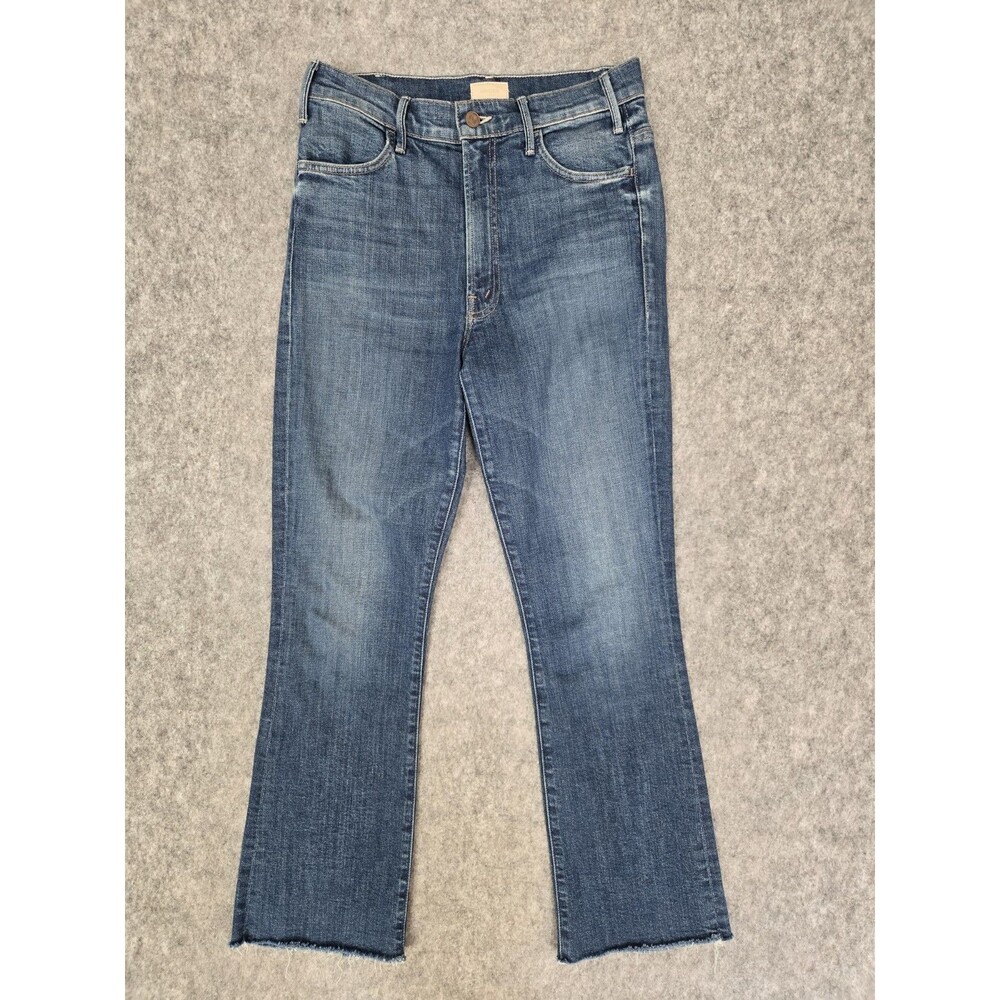 Mother The Hustler Ankle Fray Jeans Womens 27 Blue High Rise Right of Passage